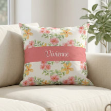 Rosa grön akvarell vildblomma monogramnamn