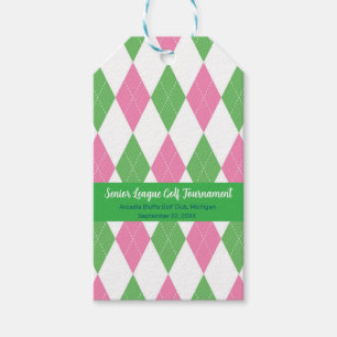 Rosa & Grön Argyle-mönster - presentkort Presentetikett