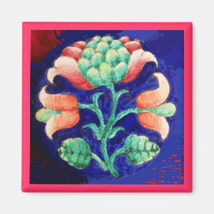 ROSA GRÖN BLÅ BLOMMIG MAGNET