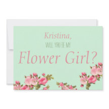 Rosa Grön Blommig Vill Du Vara Min Brudtärna