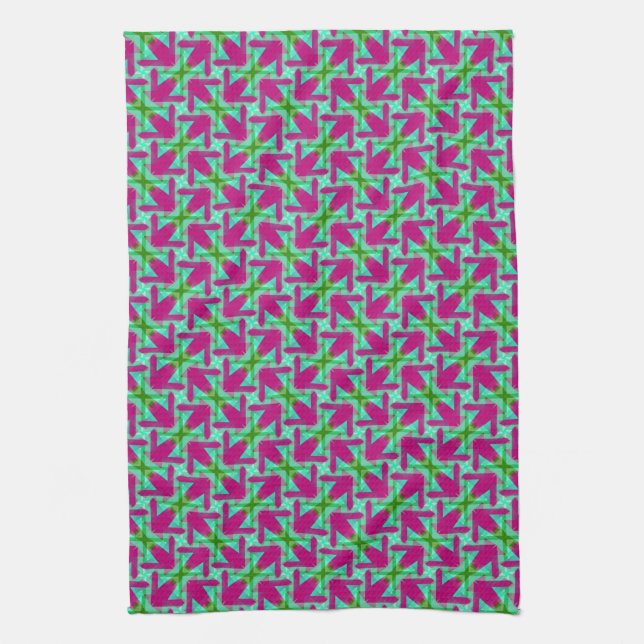 Rosa Grön ColorMix JustPatterns Tyg Kökshandduk (Vertikal)