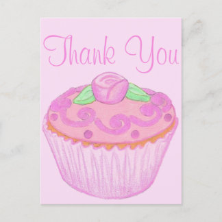Rosa Grön Cupcake Tack Kort 2