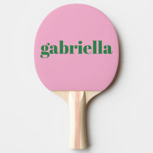 Rosa Grön Fet Typografi Personligt Namn Pingisracket