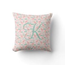 Rosa Grön Flamingo Monogram Tropiska Fåglar