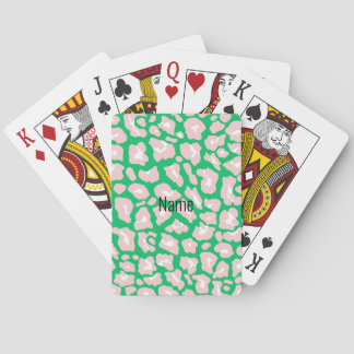 Rosa & grön gepardtryck spelar  casinokort