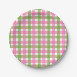 Rosa Grön Gingham Rutig Sommar Trädgårdsfest