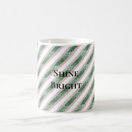Rosa grön glittrig glitterrand jul kaffemugg