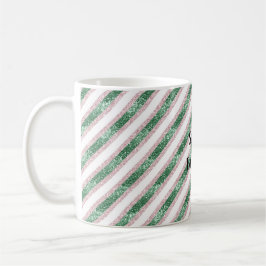 Rosa grön glittrig glitterrand jul kaffemugg