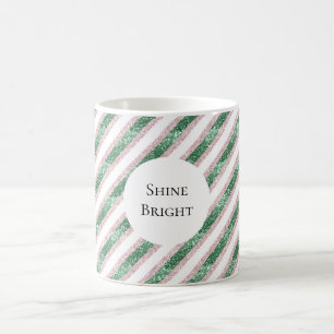 Rosa grön glittrig rand jul kaffemugg