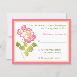 Rosa, Grön, Gul, Vit Pion Blommig RSVP-kort Inbjudningar