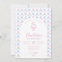 Rosa Grön Hortensia Blå Band Trädgallret Inbjudningar