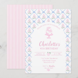 Rosa Grön Hortensia Blå Band Trädgallret Inbjudningar