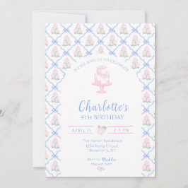 Rosa Grön Hortensia Blå Band Trädgallret Inbjudningar