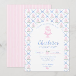 Rosa Grön Hortensia Blå Band Trädgallret Inbjudningar