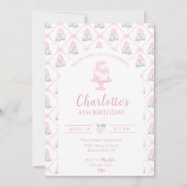 Rosa & Grön Hydrangea spaljé med slingor Inbjudningar