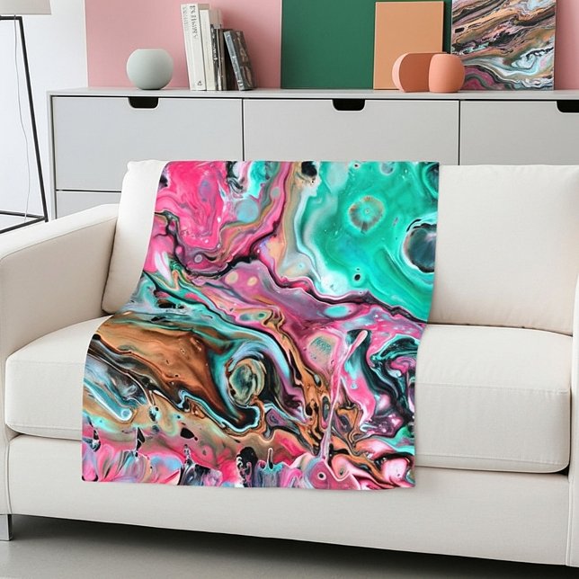 Rosa & Grön marmor Fleecefilt (Skapare uppladdad)