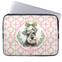 Rosa & Grön Miniature Schnauzer Laptopfodral
