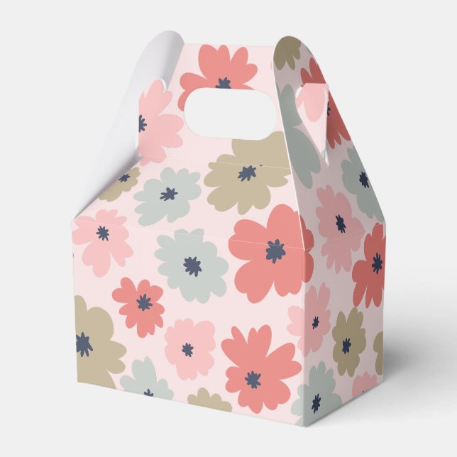Rosa grön och blå blomster takfönster presentbox presentaskar (Framsidan Sidan)