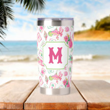 Rosa & Grön Palm Beach Mahjong & Mixers Monogram