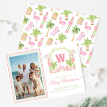 Rosa & Grön Palm Beach Nötknäckarmonogram Krön