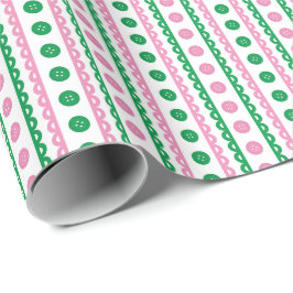 Rosa & Grön Preppy Randig Hantverks- Och Sy-Rum Presentpapper