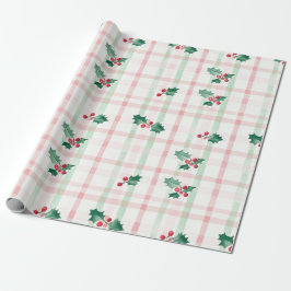 Rosa grön retro julklappspapper presentpapper