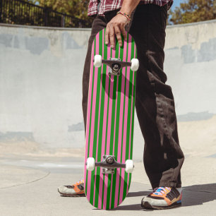 Rosa grön snygg randig mönsterdesign mini skateboard bräda 18,5 cm
