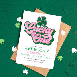 Rosa Grön St. Patricks Lucky One Ettårsfest Inbjudningar