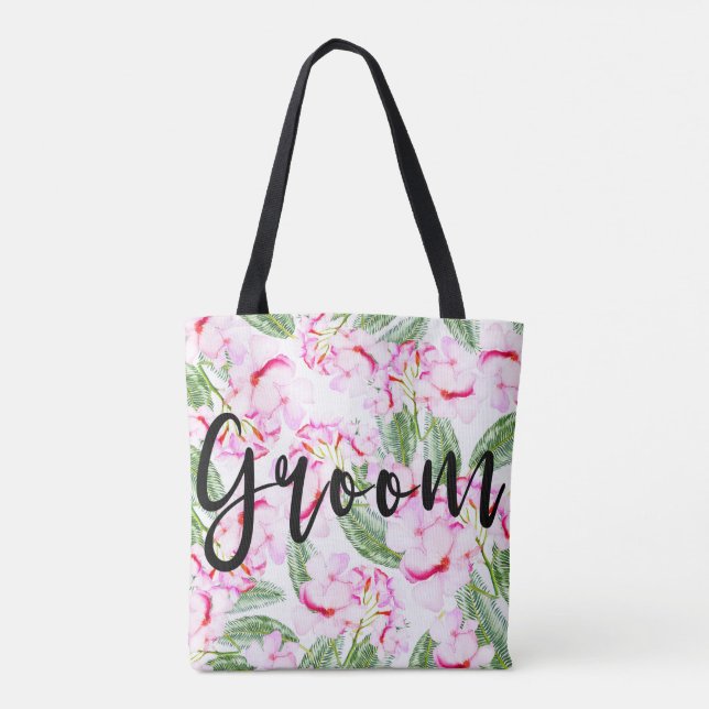 Rosa Grön Tropisk Oas Botanisk HERR / FRISÖR Tygkasse (Baksida)