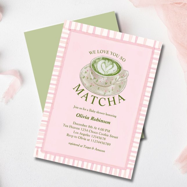 Rosa Grön Vi älskar dig så Matcha baby shower Inbjudningar (Skapare uppladdad)