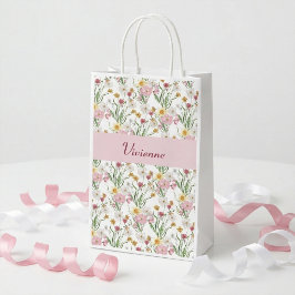 Rosa grön vildblomma akvarellmonogram
