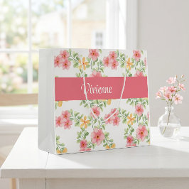 Rosa grön vildblomma vattenfärgmonogramnamn