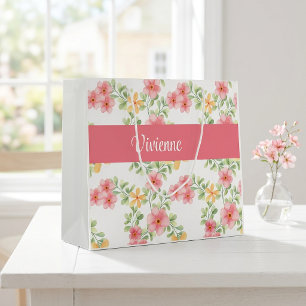 Rosa grön vildblomma vattenfärgmonogramnamn