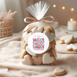 Rosa Grön Whimsisk Jul Runt Klistermärke