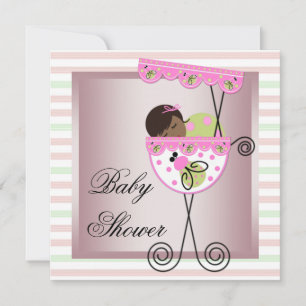 Rosa Gröna Baby Girl Shower Inbjudningar
