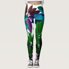 Rosa & Gröna Blad  Leggings