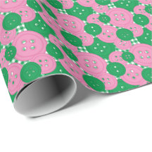 Rosa & Gröna Knappar Gingham - Hantverk & Sytrumma