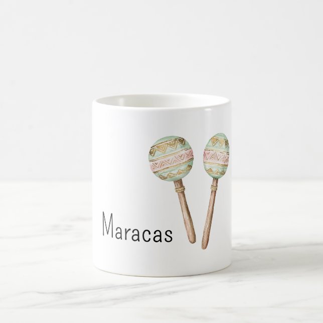 Rosa Gröna Mexikanska Maracas i Guld  Kaffemugg (Center)