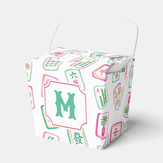 Rosa & Gröna Palm Beach Mahjong-brickor Monogram Presentaskar (Framsidan Sidan)