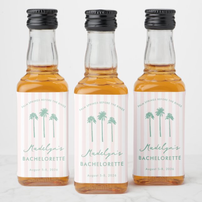 Rosa Gröna Palm Springs Brudtärna Favors Spritflaskor Etikett (Flaskor)
