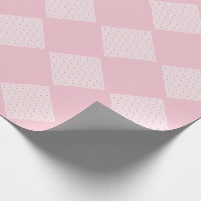 Rosa gröna prickar minimalistisk baby shower presentpapper (Hörn)