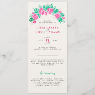 Rosa Gröna Rosblad Blommor Trädgård Bröllop Program