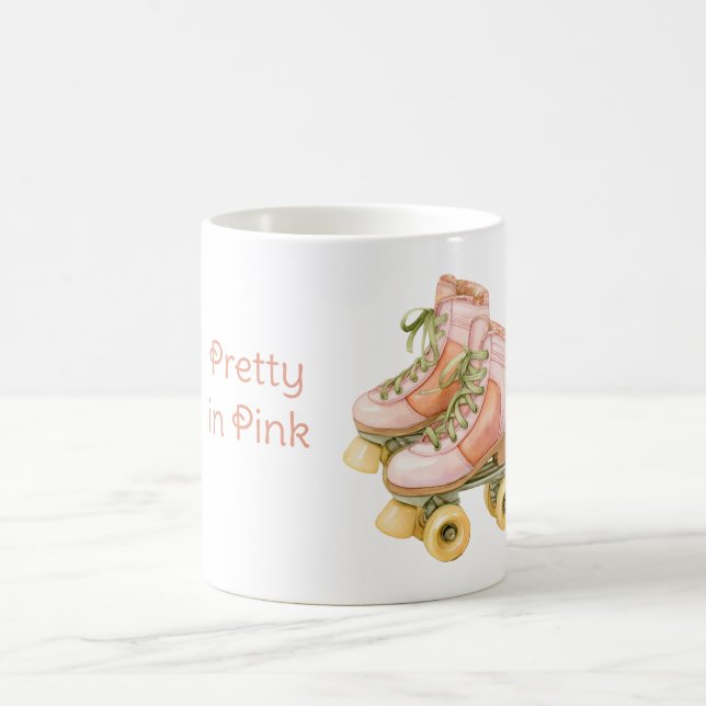 Rosa gröna snören rullskridskor kaffemugg (Center)