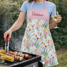 Rosa Grönt Akvarell Vildblomma Anpassat Namn