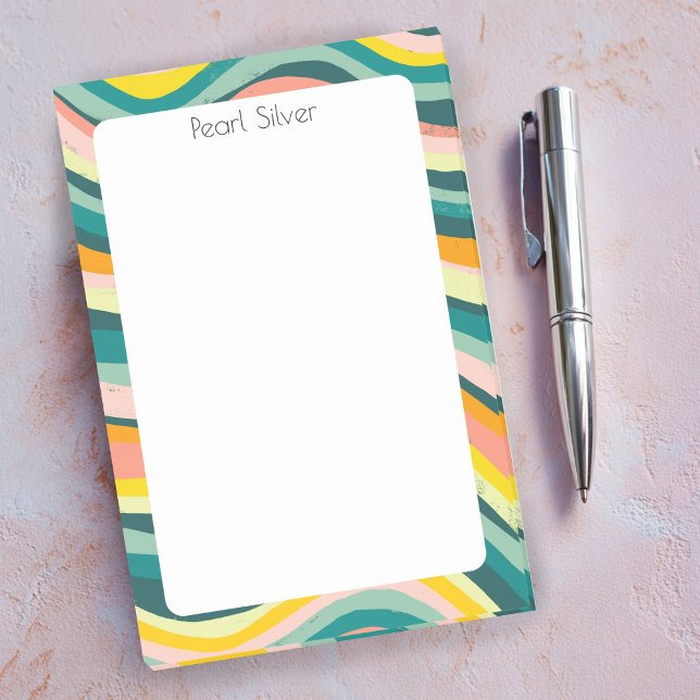 Rosa Grönt ANPASSNINGSBAR Chic Monogram Personlig Post-it Block (Pink Green Colorful Stripes CUSTOM Chic Monogram Personalized Post-it Notes
)