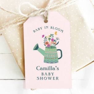 Rosa Grönt Baby i Bloom Baby Shower Presentetikett