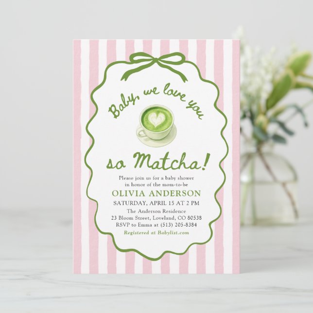 Rosa Grönt Bebis Vi älskar dig så Matcha Bebis-fes Inbjudningar (Stående Fram)