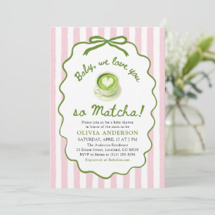 Rosa Grönt Bebis Vi älskar dig så mycket Matcha Be Inbjudningar
