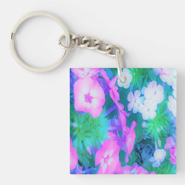 Rosa, Grönt, Blå och vita trädgårdsblommor (Framsidan)