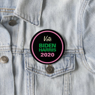 Rosa Grönt Black BIDEN HARRIS 2020 Retro Round Knapp